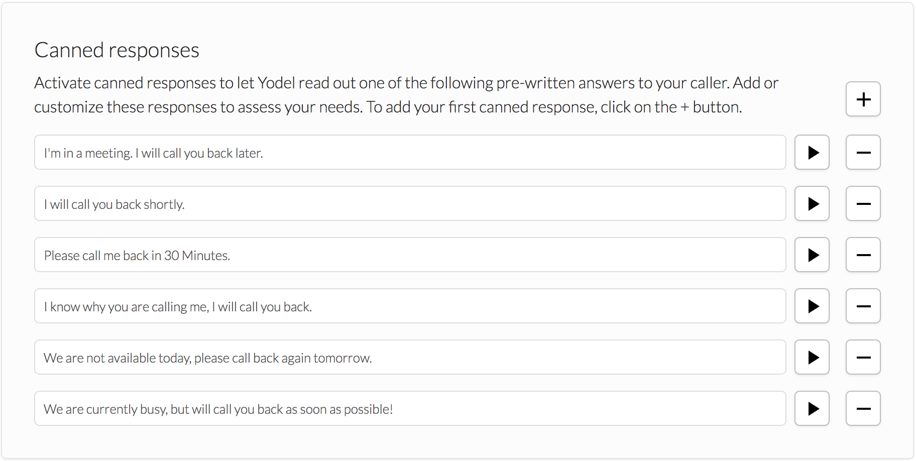 Yodel Canned Responses